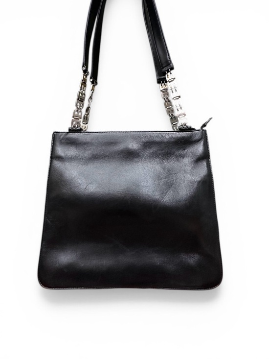 Bally Handbags - Vintage Bally Black Leather Shoulder Bag B Chain Strap Y2K Minimalist